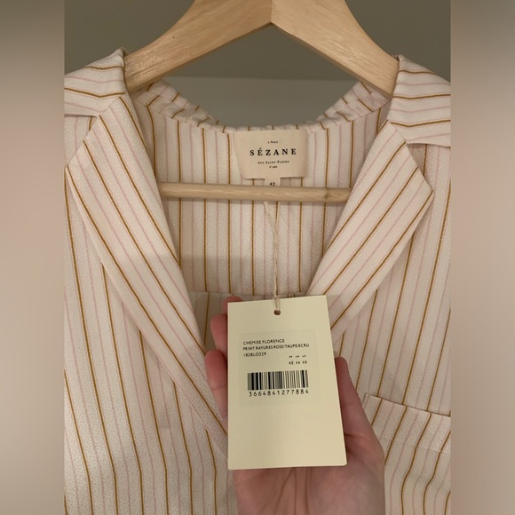 Sezane Pajama Top - size 42 (L/XL) - silk - Picture 2 of 4